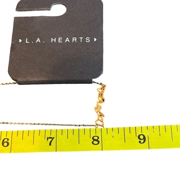NWT L.A. Hearts Gold Tone Los Angeles Monogram Pendant Chain Necklace - Picture 7 of 8